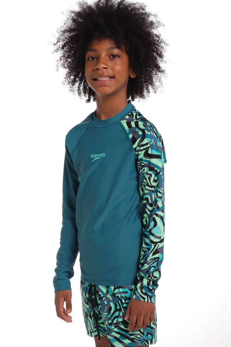 Camiseta Manga Larga Sunshine Mazes-Twirls Junior Verde Masculino