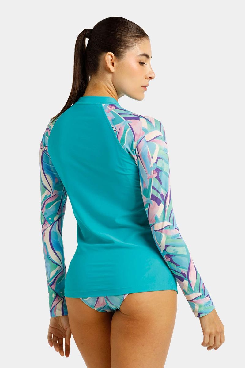 Camiseta Manga Larga Sunshine Tropic Collage Verde Mujer