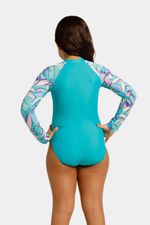 Vestido De Baño Manga Larga Tropic Collage Junior Verde Femenino