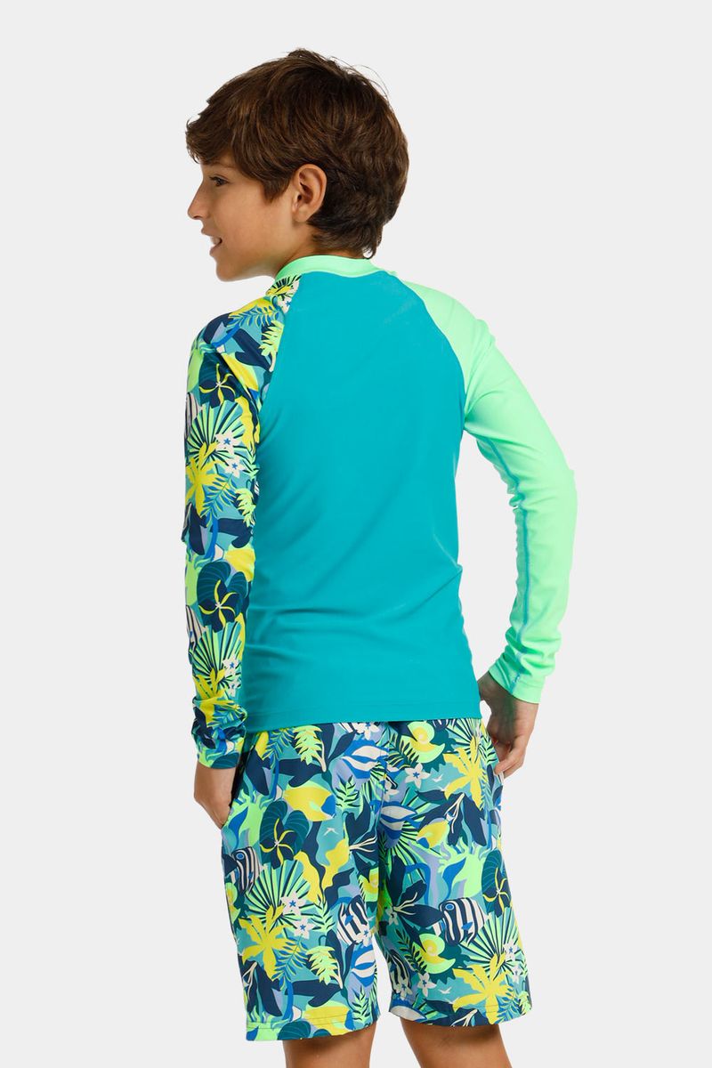 Camiseta Manga Larga Sunshine Oceanic Patch Gem Junior Verde Masculina