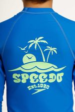 Camiseta Manga Larga Sunshine Seaside Palm Junior Azul Masculina