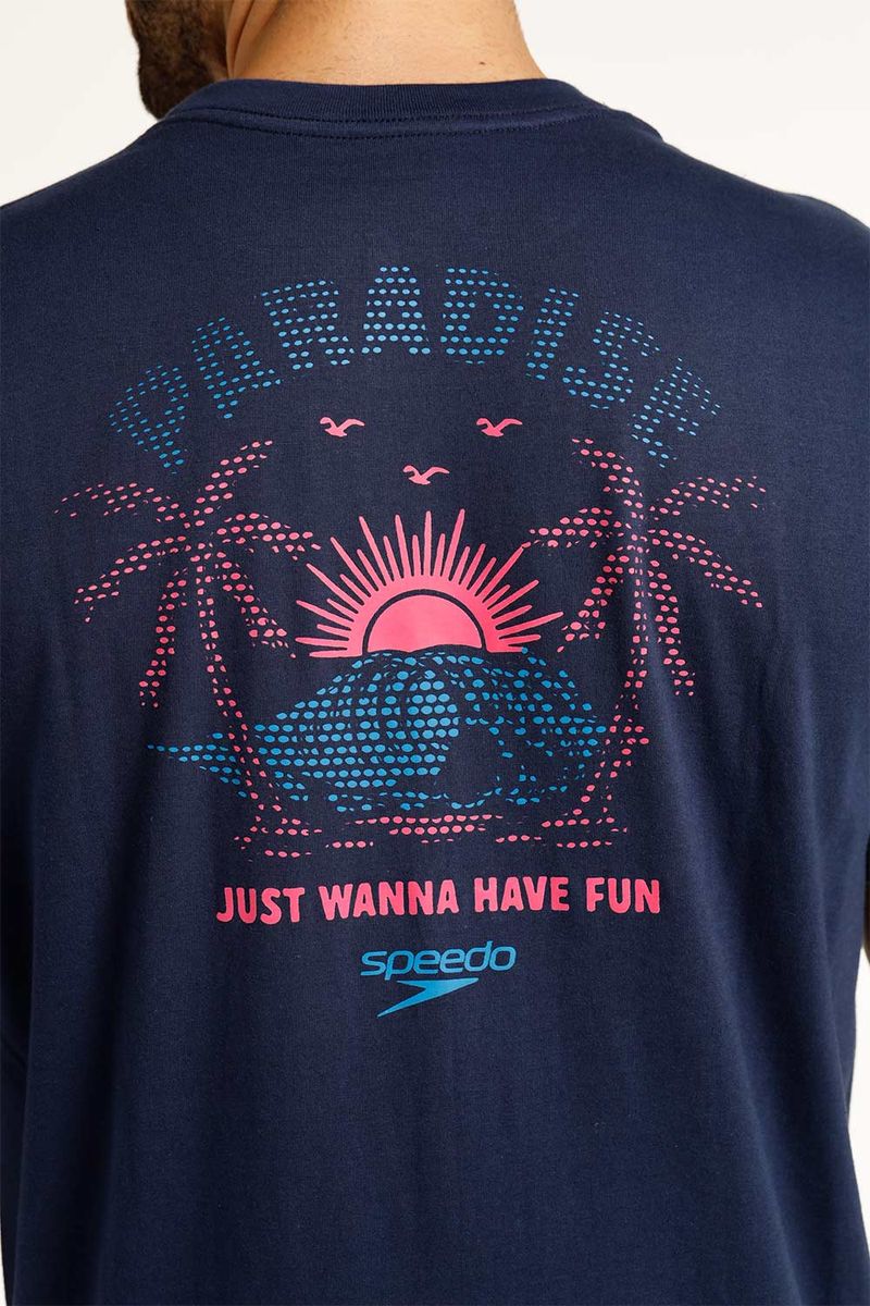 Camiseta Manga Corta Wave Sketch Azul Hombre