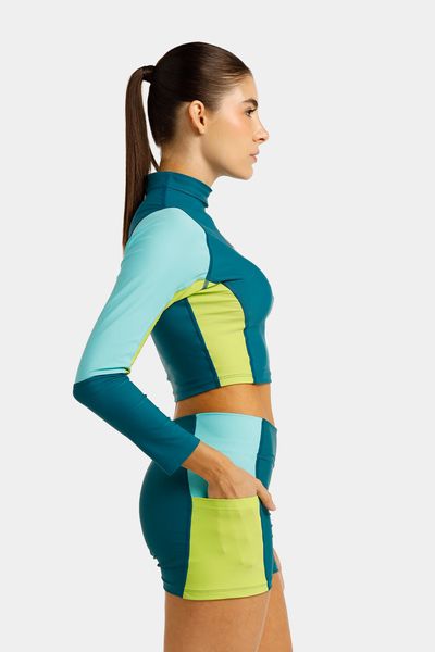 Crop Top Manga Larga Sunshine Electric Lime Mujer