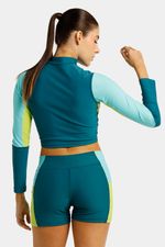 Crop Top Manga Larga Sunshine Electric Lime Verde Mujer