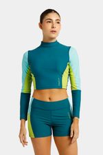Crop Top Manga Larga Sunshine Electric Lime Verde Mujer