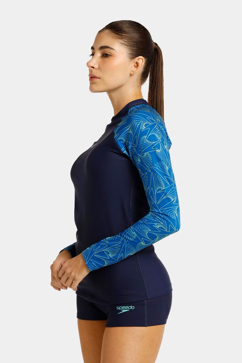 Camiseta Manga Larga Sunshine Lagoon Spiral Azul Mujer