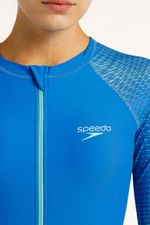 Vestido De Baño Manga Larga Weave Maze Lagoon Azul Mujer