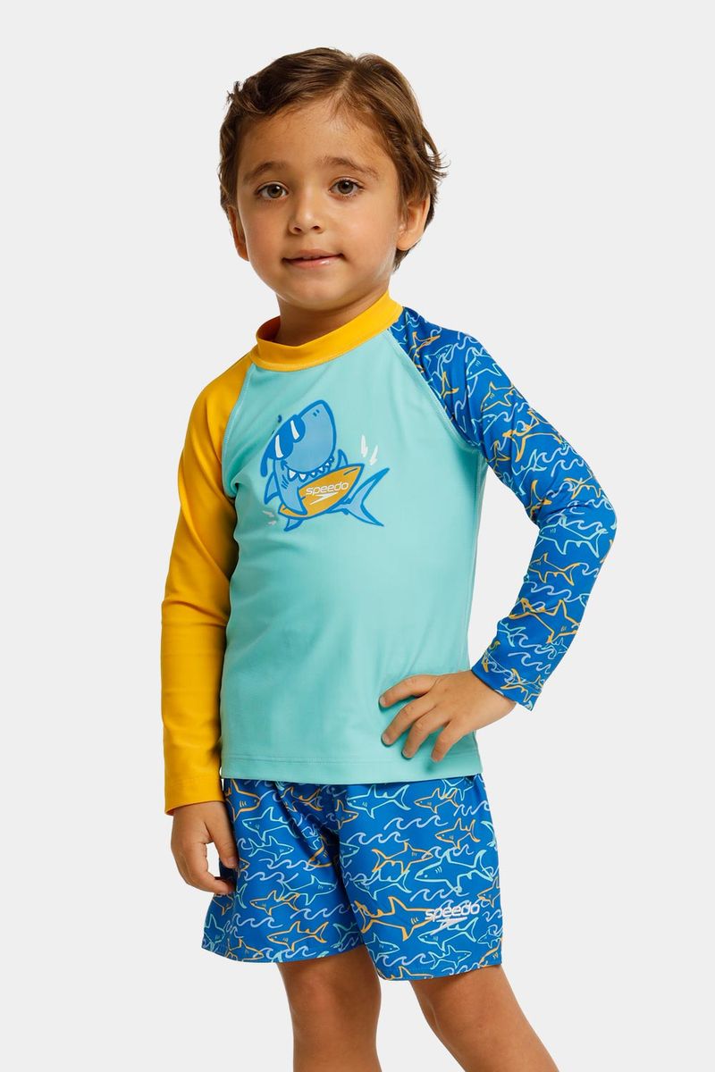 Set De Vestido de baño Surfer Shark Bebé Multicolor Masculino