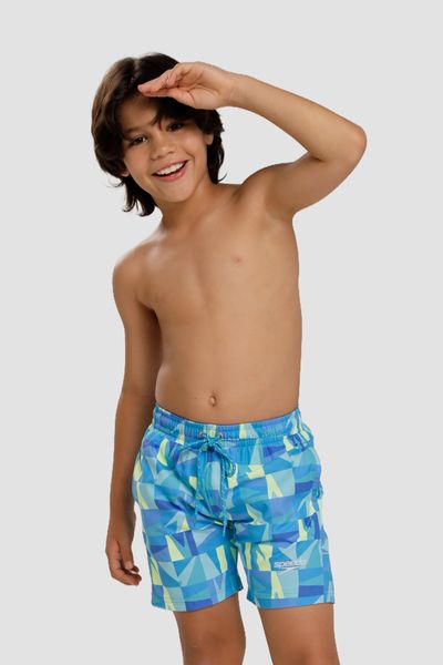 Pantaloneta Boom Grid Aqua  15 Pulgadas Niños