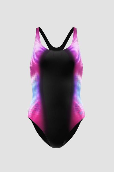 Vestido de baño Medalist Print negro mujer