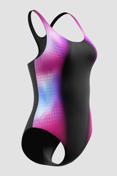 Vestido de baño Medalist Print negro mujer